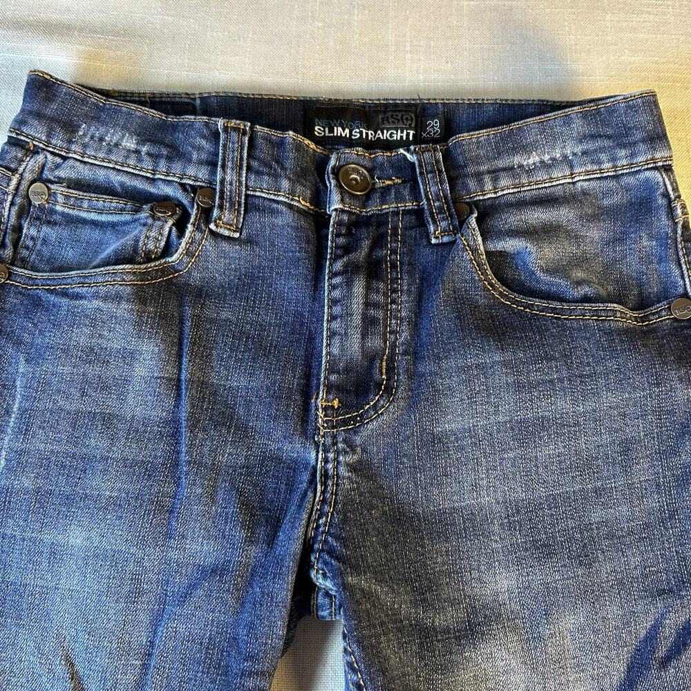 RSO New York Slim Straight Denim 29x32 (29x30.5) Jeans‎ Medium Blue - Picture 2 of 12